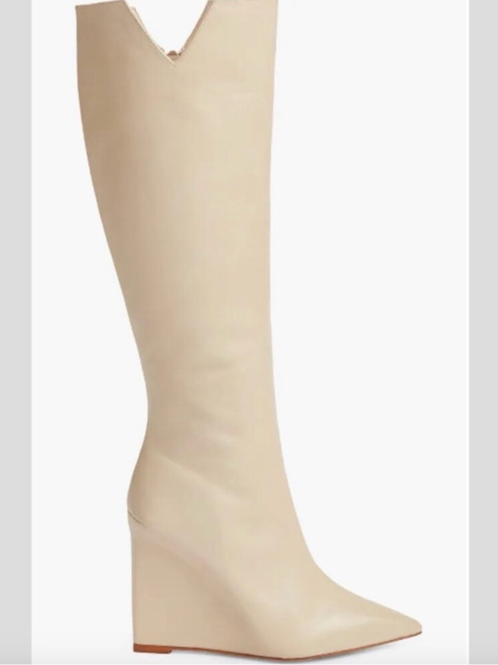 SCHUTZ Cream Pointed-Toe Wedge Knee-High Boot size 7